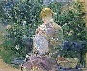 Berthe Morisot Pasie Sewing in the Garden at Bougival oil painting reproduction